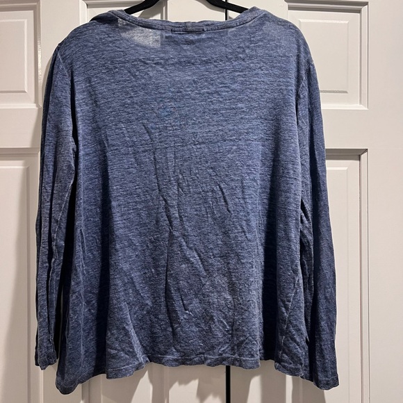 Young Fabulous & Broke heather blue linen long sleeve top - Picture 3 of 6